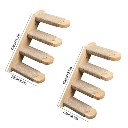 Wooden Cat Tree Tower Cat Wall Furniture Climbing Shelves Perches Sisal Scratcher Hammock Steps and Ladder Indoor Cats Walk Gym