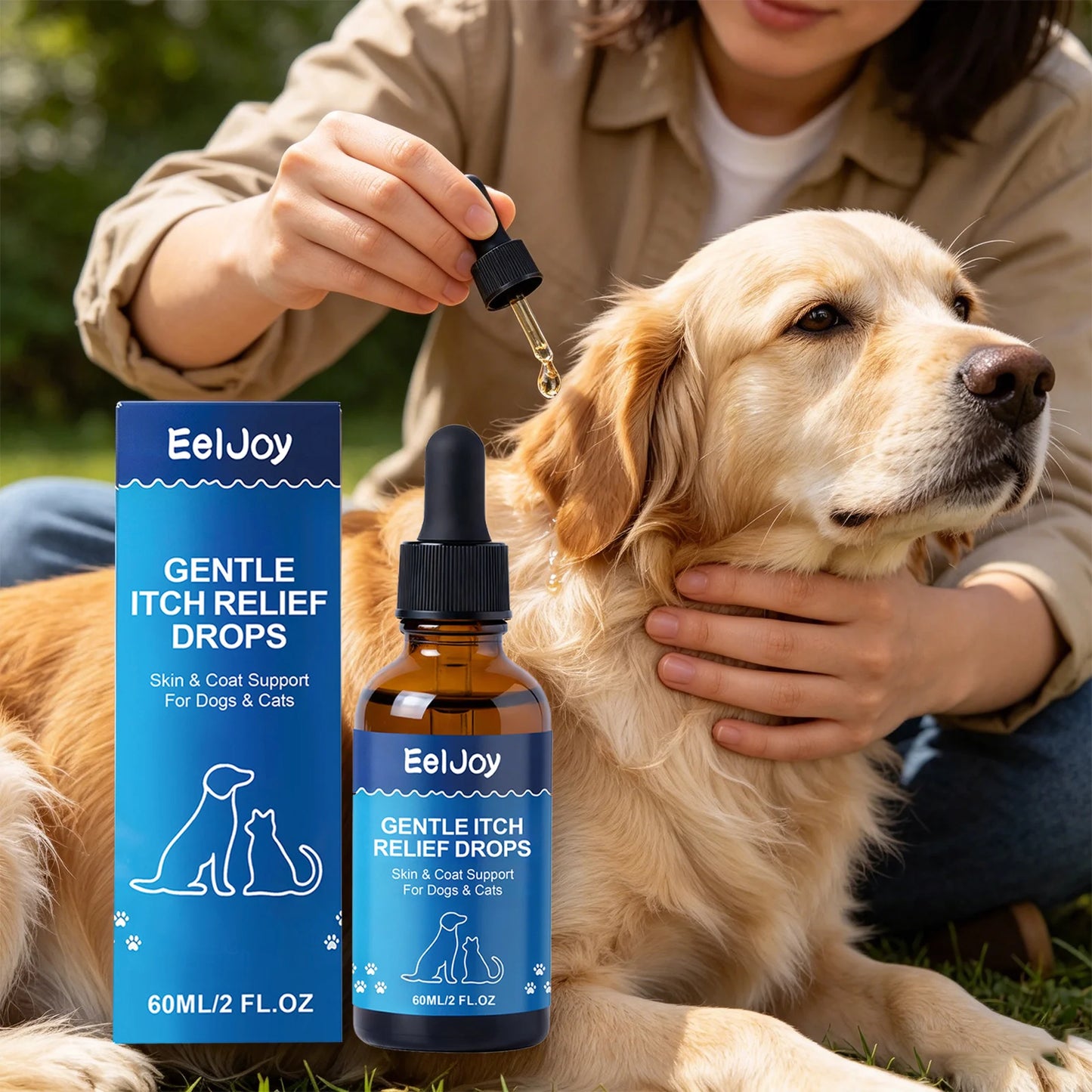 Pet Skin Care Drops Moisturizing Relieve Itching Improve Dryness & Roughness Natural Pet Skin Relief Drops Skin & Coat Support