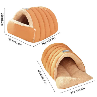Semi Enclosed Pet Cave Bed Warm Comfortable Windproof Sleeping Sack Washable Pet Nest for Cats Small Dogs Indoor Outdoor