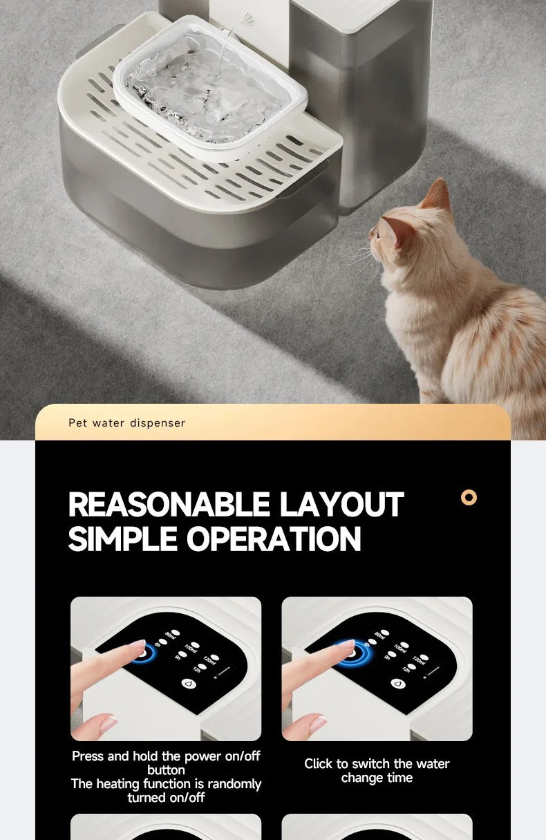 4.5L Smart Dump Pet Water Dispenser Remote Control Automatic Wireless Water Drinker Cat Water Feeder Kitten Heating Fountain