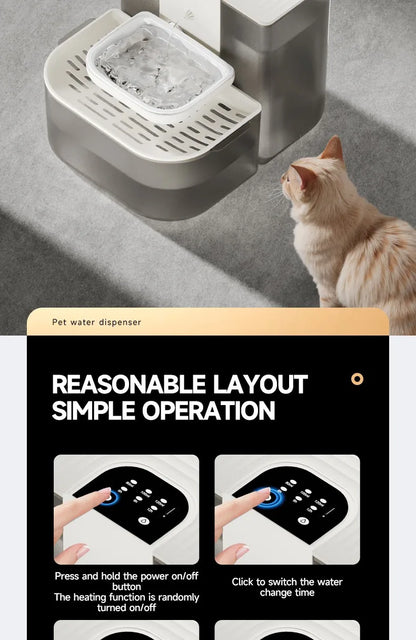 4.5L Smart Dump Pet Water Dispenser Remote Control Automatic Wireless Water Drinker Cat Water Feeder Kitten Heating Fountain