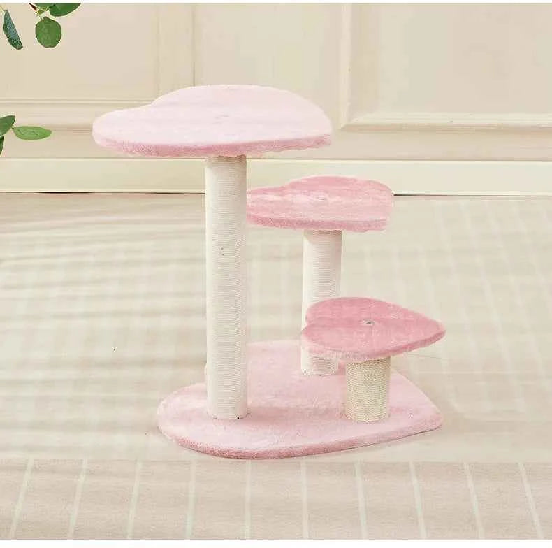 Plush Cat Tree with Heart-Shaped Design Suitable for All Seasons Cat Tree House for Kittens And Cats Furniture