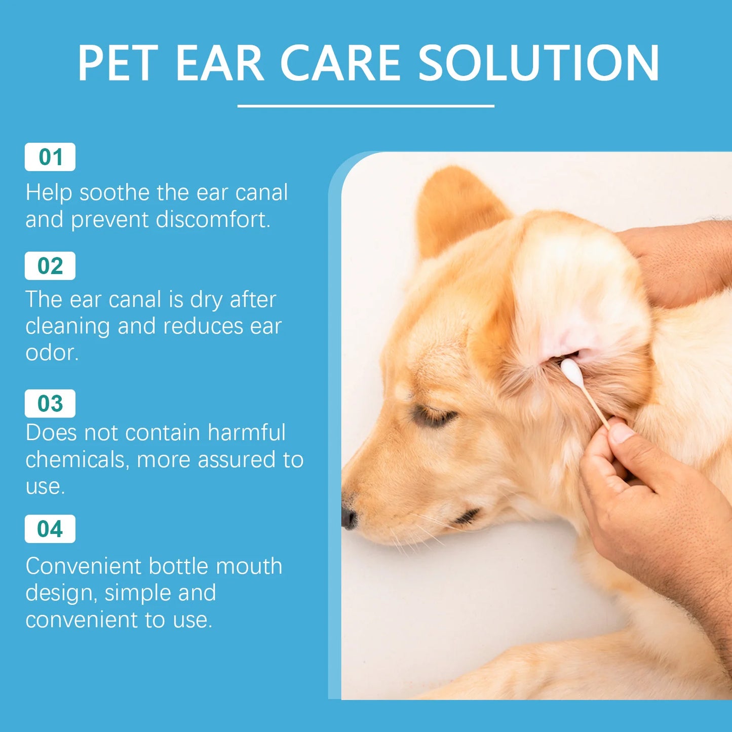 Pet Ear Cleaner Cats and Dogs Ears Cleaning Dirt Remove Mites Anti Infections Ear Drops Ear Deodorizing Pet Cleaning Products