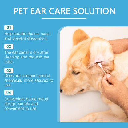 Pet Ear Cleaner Cats and Dogs Ears Cleaning Dirt Remove Mites Anti Infections Ear Drops Ear Deodorizing Pet Cleaning Products
