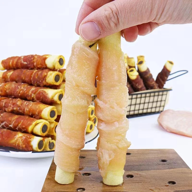 Cowhide Wrapped in Duck Beef Filling Dog Treats for Medium, & Large Dog - Made with Chicken and Cowhide - High Protein