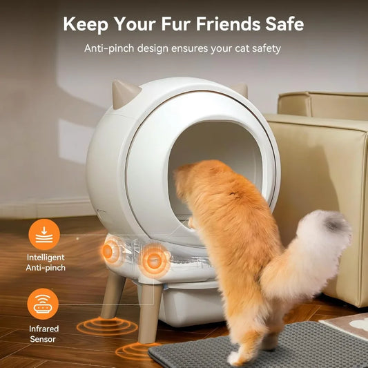 E2 Smart Self-Cleaning Cat Litter Robot – Large Automatic Litter Box with Double Safety Protection (White) - Pet Suppie