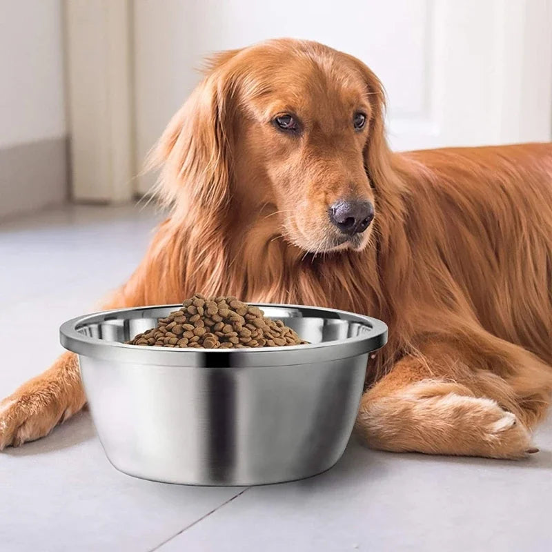 Stainless Steel Dog Feeders 20cm 24cm 28cm 30cm Round Water Food Bowl for Small Medium Large Dogs Pet Supplies