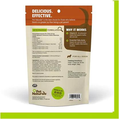 Dog Skin & Coat Supplement with Salmon Oil, Vitamin E & Flax Oil - 30 Chews - No Corn or Wheat - Vet Recommended