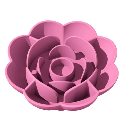 Pet Supplies Silicone Slow Food Bowl Rose Shape Dog Bowl Cat Anti-Choking and Anti-Knocking Food Bowl with Suction Cup