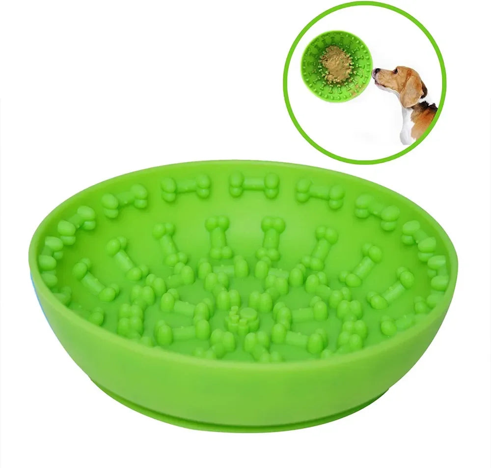 Pet Dog Slow Feeder Bowl with Suction Cup, Interactive Chew Toy for Anxiety Relief