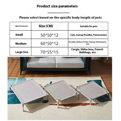 Stainless Steel Pet Cot Elevated Dog Bed - All Season Military Style Removable Washable Moisture Proof for Small Dogs Cats