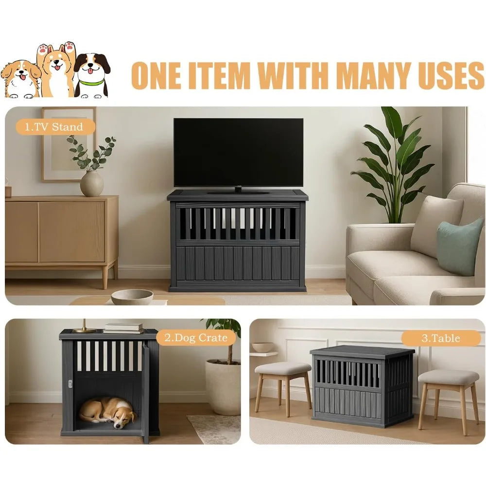 30 INCH Dog Crate Furniture Lockable Indoor Dog Kennel Dogs Cage Heavy Duty Decorative Pet Cage End Table for Small/Medium Dogs,