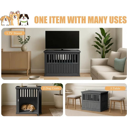 30 INCH Dog Crate Furniture Lockable Indoor Dog Kennel Dogs Cage Heavy Duty Decorative Pet Cage End Table for Small/Medium Dogs,