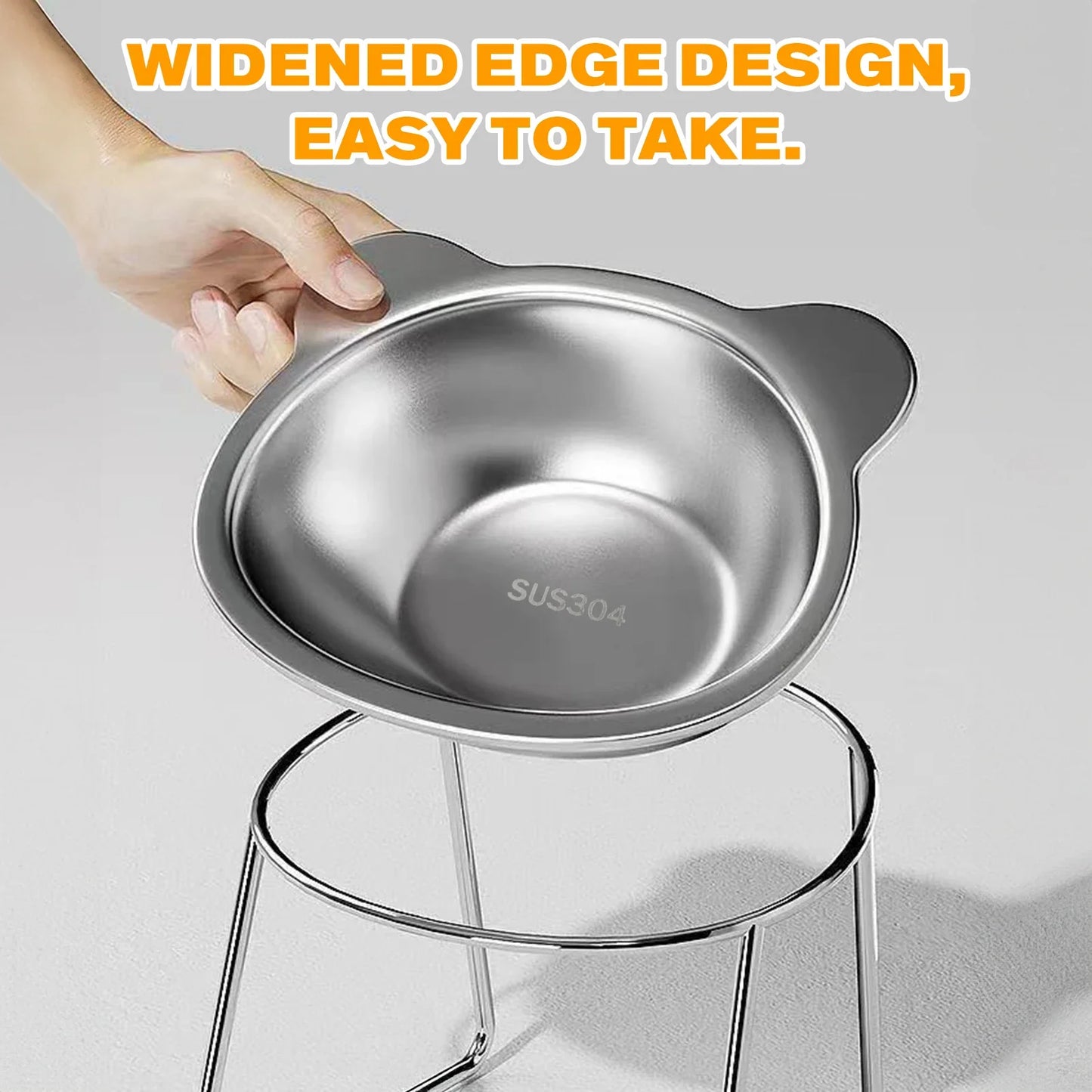 Elevated Cat Bowls for Small Dogs 5.9" Indoor Stainless Steel Raised Cat Bowl for Food Water 15° Titled Anti-Vomiting Dog Dishes
