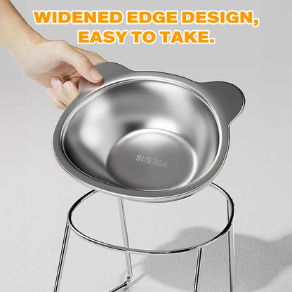 Elevated Cat Bowls for Small Dogs 5.9" Indoor Stainless Steel Raised Cat Bowl for Food Water 15° Titled Anti-Vomiting Dog Dishes