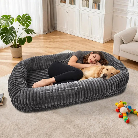Extra Large Orthopedic Memory Foam Dog Bed for Adults, 70x38x10 Washable XL Pet Bed in Dark Grey