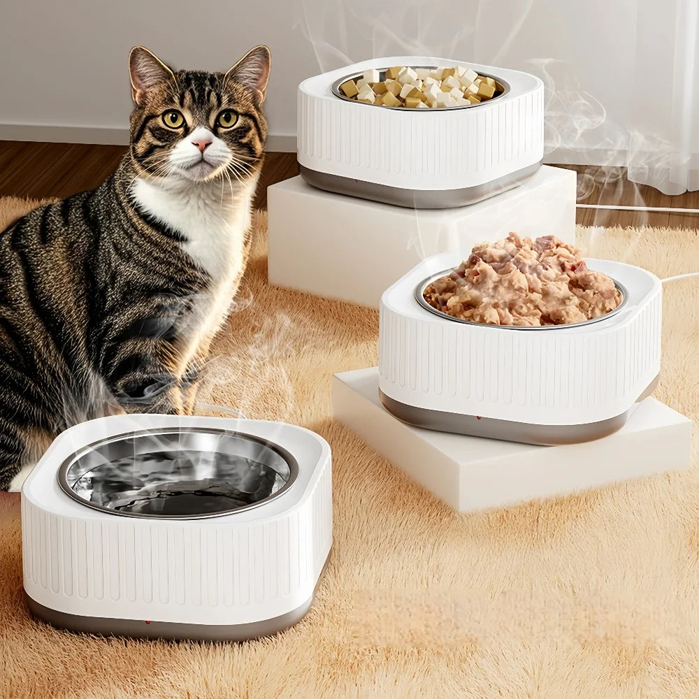 Pet Heating Bowl for Water/Food Cat Bowl Heating Noiseles Keep Warming Dog Water Bowls Winter Constant-temperature Pet Supplies