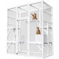 70in Outdoor Catio Cat Enclosure, Large Wooden Cat House With Waterproof UV Roof, 5 Platforms 2 Rest Boxes For Patio Backyard Cats