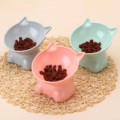 Hot-selling Nordic style pet bowl, cervical vertebra protection cat bowl anti-tip plastic inclined mouth cat bowl pet supplies