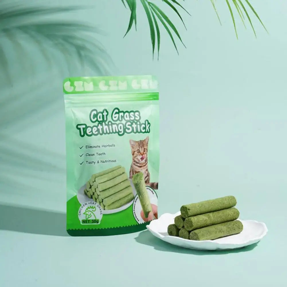 5PCS Cat Grass Teeth Grinding Stick Pet Snacks Hairball Removal Molars Ready To Eat Cat Baby Cat Teeth Cleaning Sticks