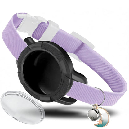 Fashion Anti-lost AirTag Cat Collar, Elastic Collar with Bell & GPS Tracking Holder Case for Cats Puppies（Tracker not included）