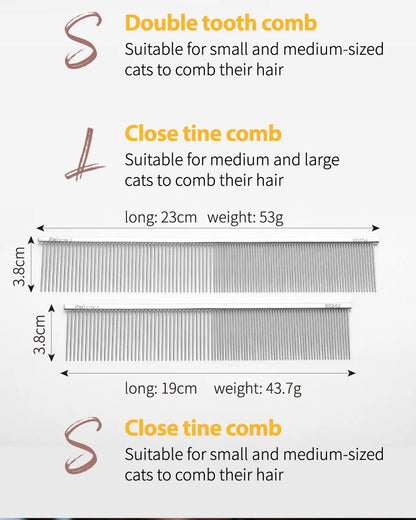 Fenice Professional Anti-Corrosion Grooming Comb For Dogs Cats Tapered Stainless Steel Pins Pet Grooming Supplies