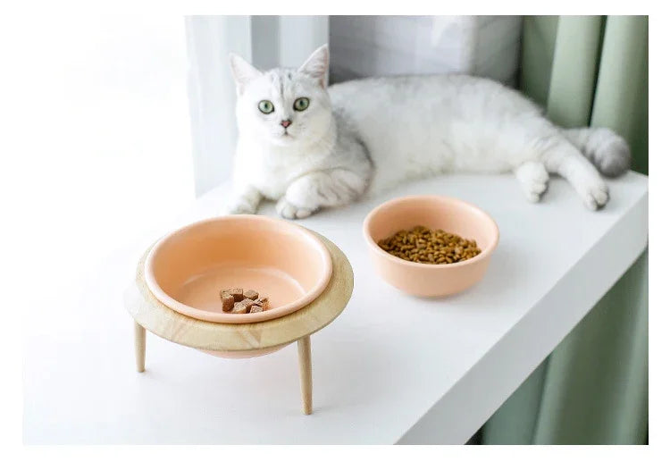 Cat Supplies Food Water Bowl Pet High Foot Feeding Dish Cats Dogs Ceramics Feeder Elevated Cat Ceramic Bowls Height Adjustable