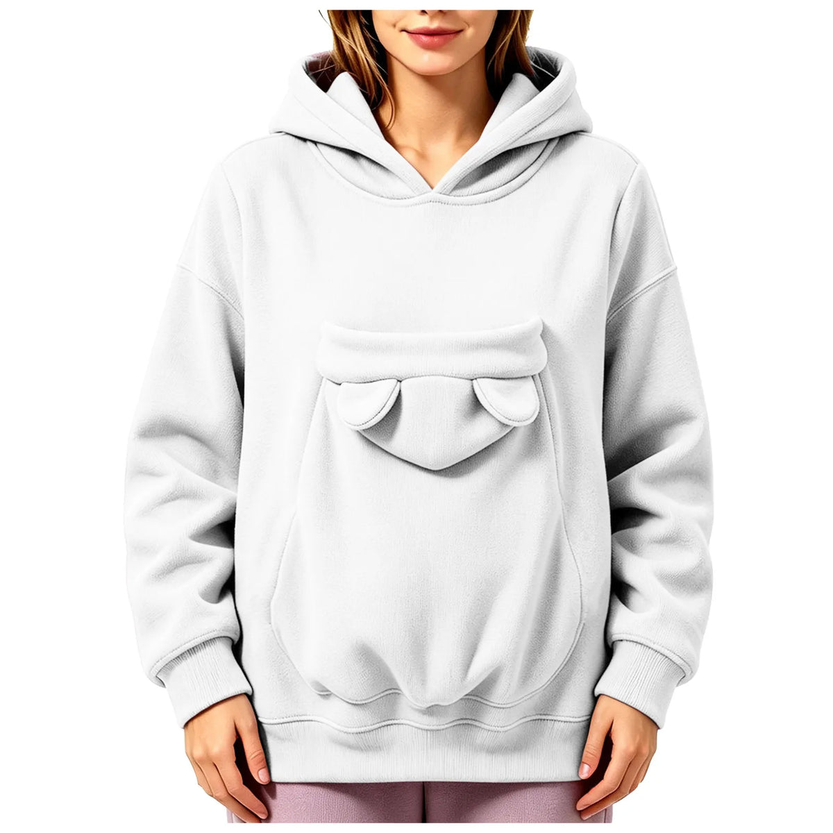 Kangaroo Pocket Cat Dog Hoodies For Women Autumn Winter Warm Outwear Sweatshirt Comfortable Street Style Trendy Fashion Tops