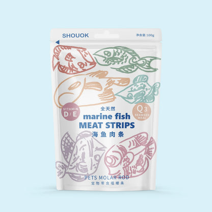 SHOUOK air-dried marine fish meat strips for Dogs with 92%meat content;100%nature;NO antibiotics;No Grains;
