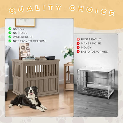 Dog Crate End Table - Lockable Kennel for Small/Large Dogs, Modern Indoor Furniture Nightstand  (39.37 * 28.35 * 32.83 Inch)