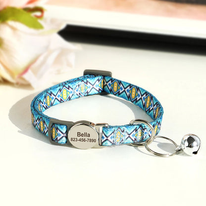 Quick Release Nylon Cat Collar Personalized Puppy Pet Kitten Safety Breakaway Necklace Customizable Adjustable For Cats Puppy