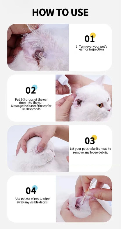Pet ear wash Cats and dogs ear water cleaning ear mite ear drops ear drops Department care pet cleaning products