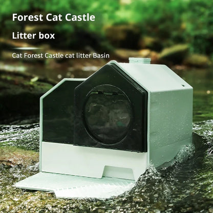 Cleaning Cat Litter Box Enclosed Cat Toilet Drawer Odor Control Large Sealed Anti Odor Chimney Vent Easy Scoop Dispenser