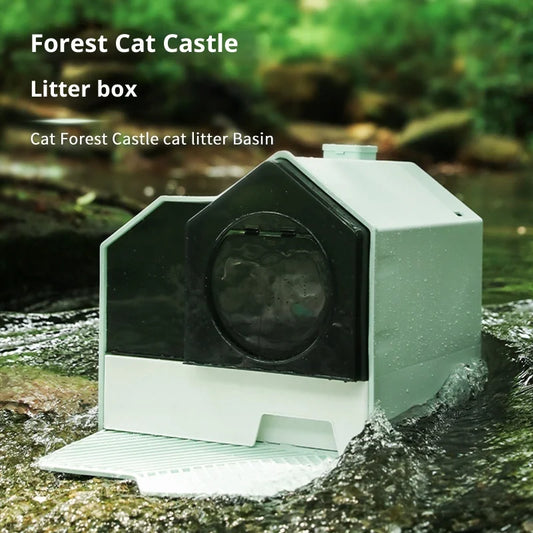 Cleaning Cat Litter Box Enclosed Cat Toilet Drawer Odor Control Large Sealed Anti Odor Chimney Vent Easy Scoop Dispenser