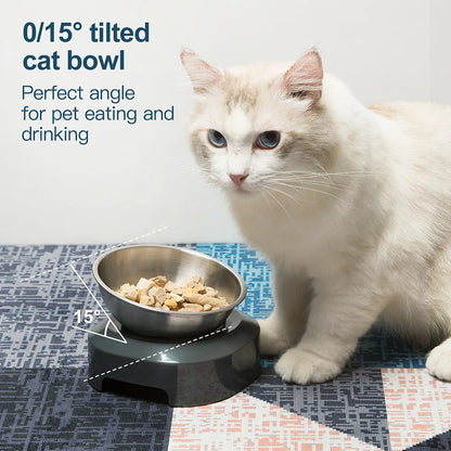 Elevated Pet Bowl 304 Stainless Steel - Adjustable Height Neck Support Large Wide Mouth Feeder for Cats and Dogs