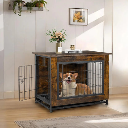 Dog Crate Furniture, Wooden Dogs Crate Table, Double-Doors Dogs Furniture, Indoor Doges Kennel, Dog House,Customized