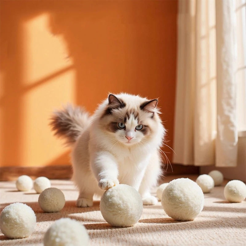 Cat toy silent wool ball cat's self pleasure boredom relief toy chasing prey ball teasing cat stick grinding teeth durable bite
