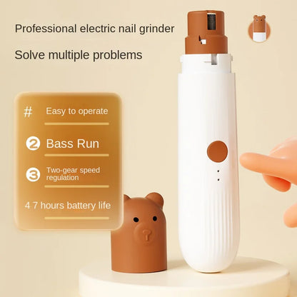 Popular Pet Electric Nail Grinder with Led Light to Illuminate the Blood Line, Suitable for Cats and Dogs, Electric Nail Clippers, USB Charging, Two-Speed Adjustment