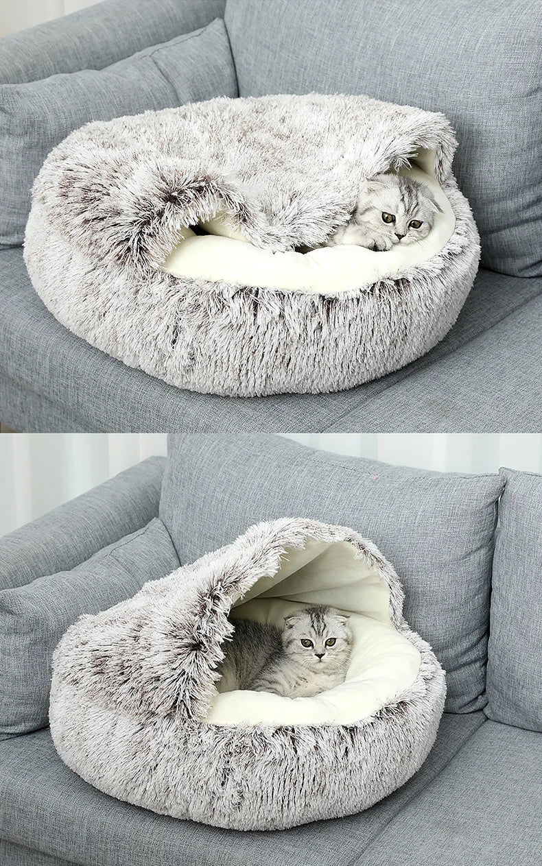 Pet Autumn and Winter Warm Shell Semi-Enclosed Cat Bed Pure Cotton Pet Cat Bed Semi-Enclosed Dog Bed Dog Bed Enclosed Cat Bed