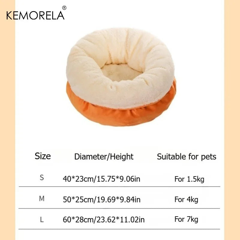 KEMORELA Ultra-Soft Plush round Pet Bed Washable Non-Slip Bottom Winter Cozy Design for Indoor Cats And Small/Medium Dogs