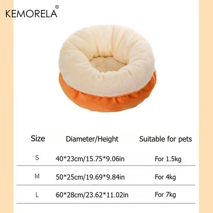 KEMORELA Ultra-Soft Plush round Pet Bed Washable Non-Slip Bottom Winter Cozy Design for Indoor Cats And Small/Medium Dogs