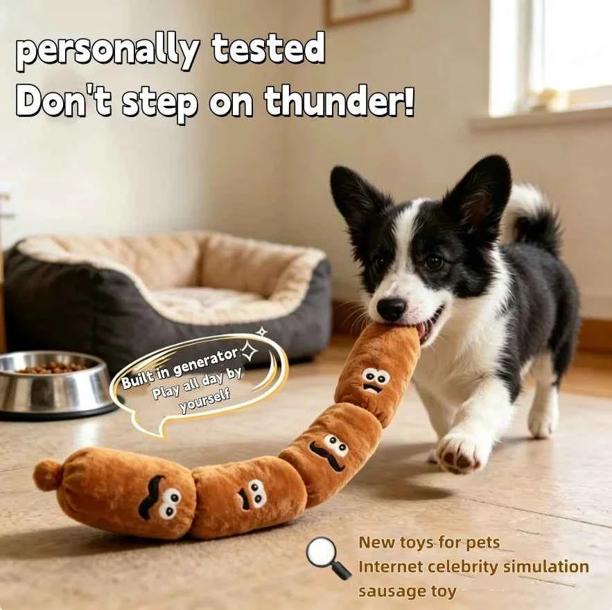 Simulated Sausage Dog Chew Toy Soft Plush BB Squeaker Press-to-Squeak Durable Chew Resistant dog Entertainment Boredom toy