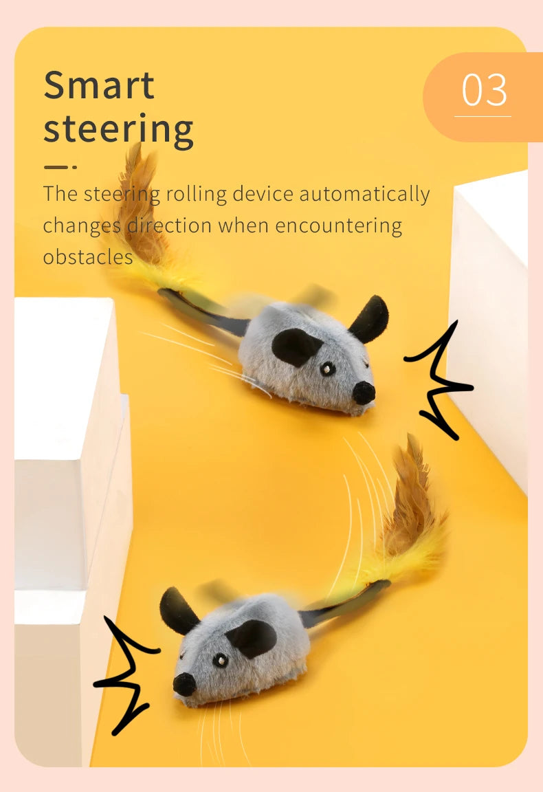 Smart Running Mouse Cat Toy Interactive Random Moving Electric Toys USB charging Simulation Mice Kitten Self-Playing Plush Toys