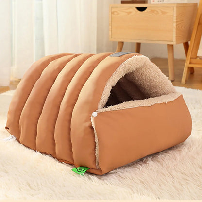 Semi Enclosed Pet Cave Bed Warm Comfortable Windproof Sleeping Sack Washable Pet Nest for Cats Small Dogs Indoor Outdoor