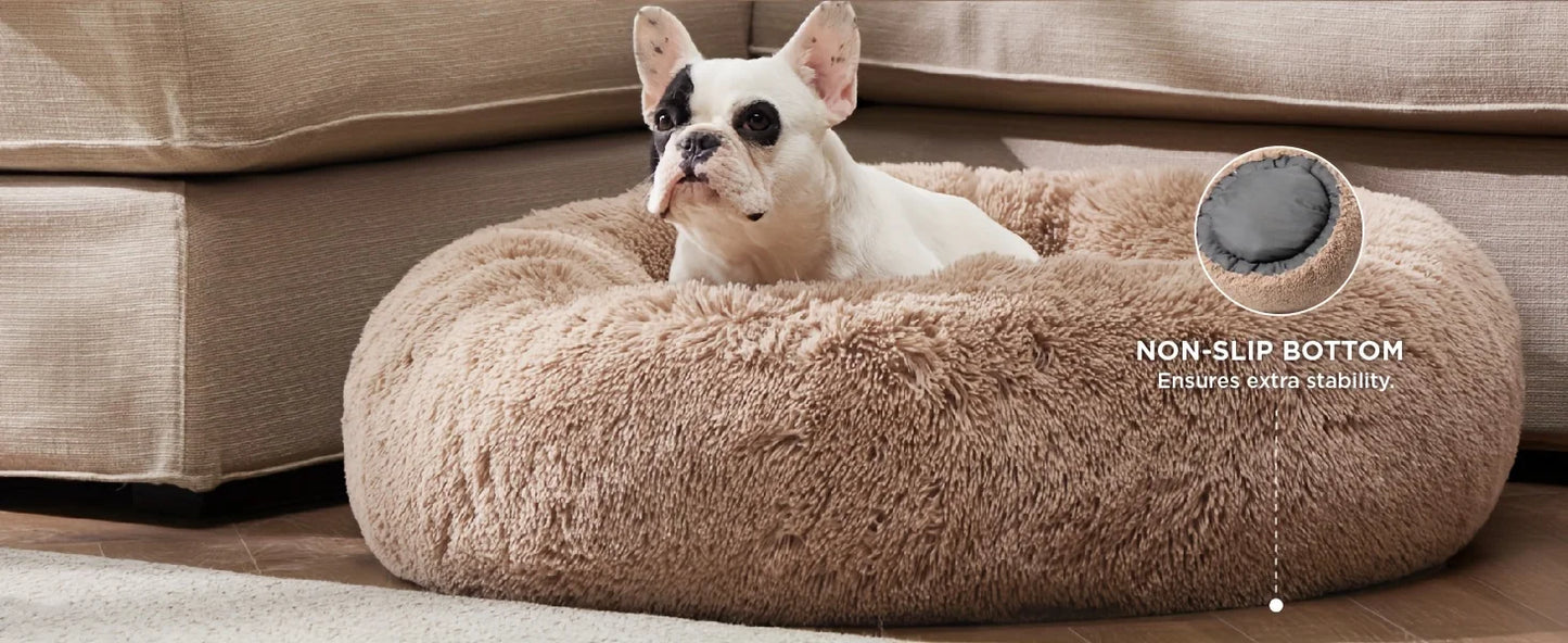 40-120cm Round Long Plush Dog Kennel Winter Warm Pet Sleeping Bed Dog House Dogs Cat Kennel Cushion Soft Sofa Pets Accessories