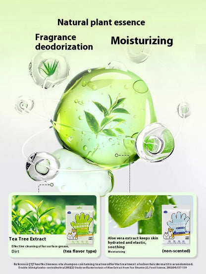 Pet Unwashed Gloves, Dog Bath Deodorizing, Cat Puppy and Kitten Dry Cleaning, Paw Wet Wipes, Cleaning Supplies 6 Pieces