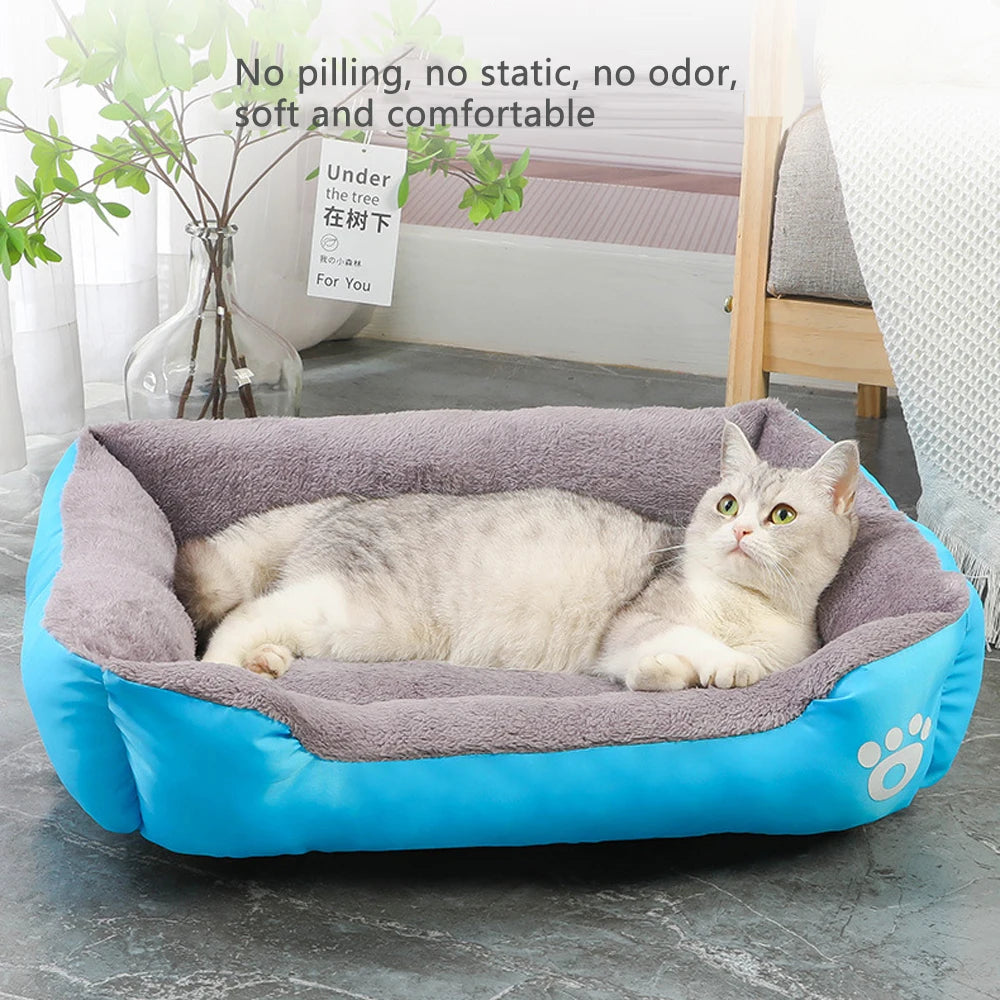 Square Large Dog Bed Soft Cat Sleeping Sofa Winter Warm Basket for Dog Waterproof Dog House for Small Cat Kennel Accessories