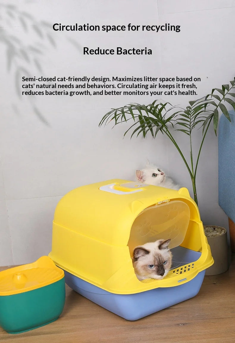 Cleaning Cat Litter Box Large Enclosed Anti Splash UV Sterilization Odor Control Pet Toilet Cat Supplies Cat Litter Catcher