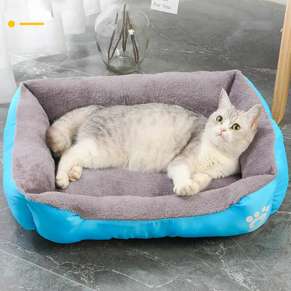 Square Large Dog Bed Soft Cat Sleeping Sofa Winter Warm Basket for Dog Waterproof Dog House for Small Cat Kennel Accessories