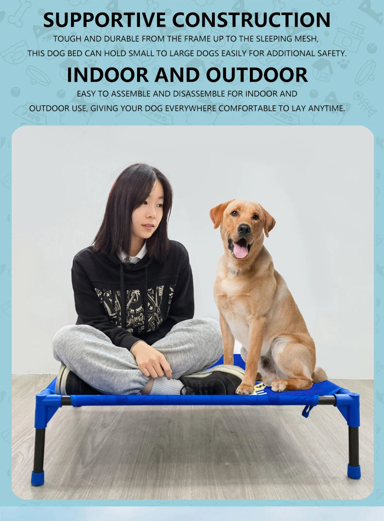 Winter Outdoor Elevated Dog Bed, Large, Medium, Small Pet Dog Bed, Portable Dog Bed for Camping or Beach Breathable Mesh Mesh